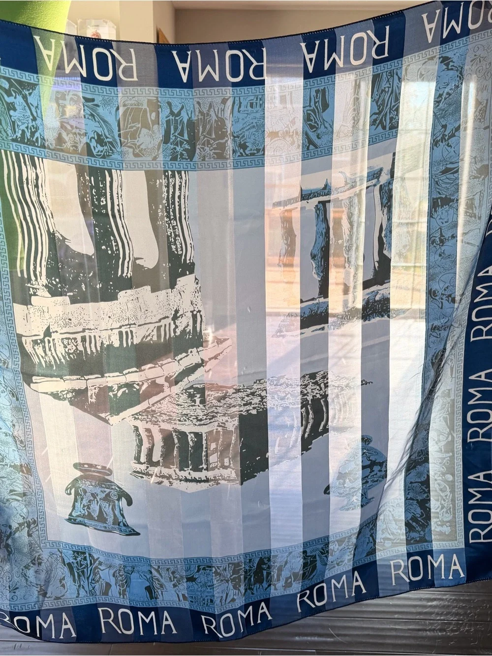 Roma Blue & White Rome Print Decorative Towel